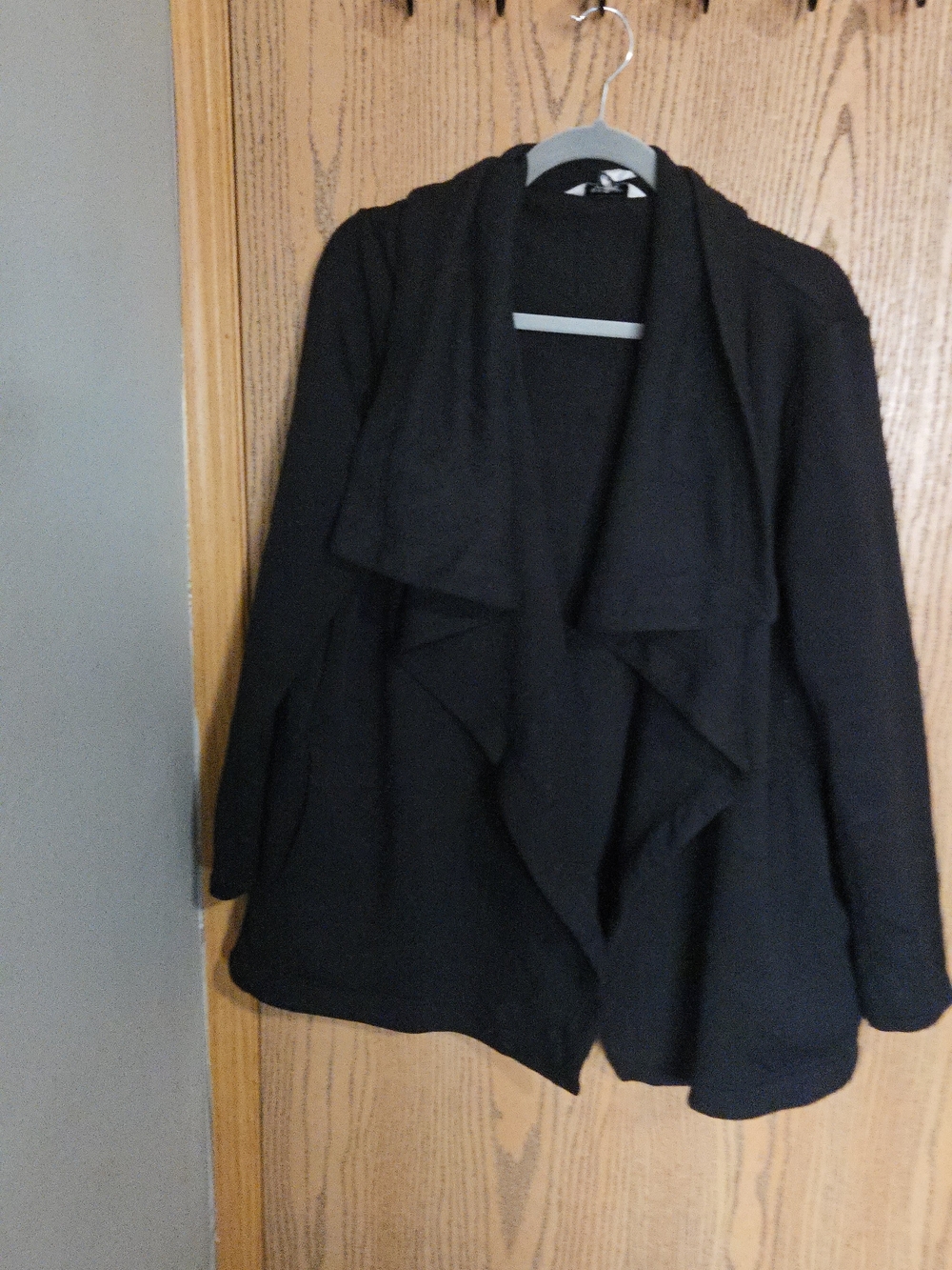 SPANX Black Draped Open-Front Cardigan Sweater